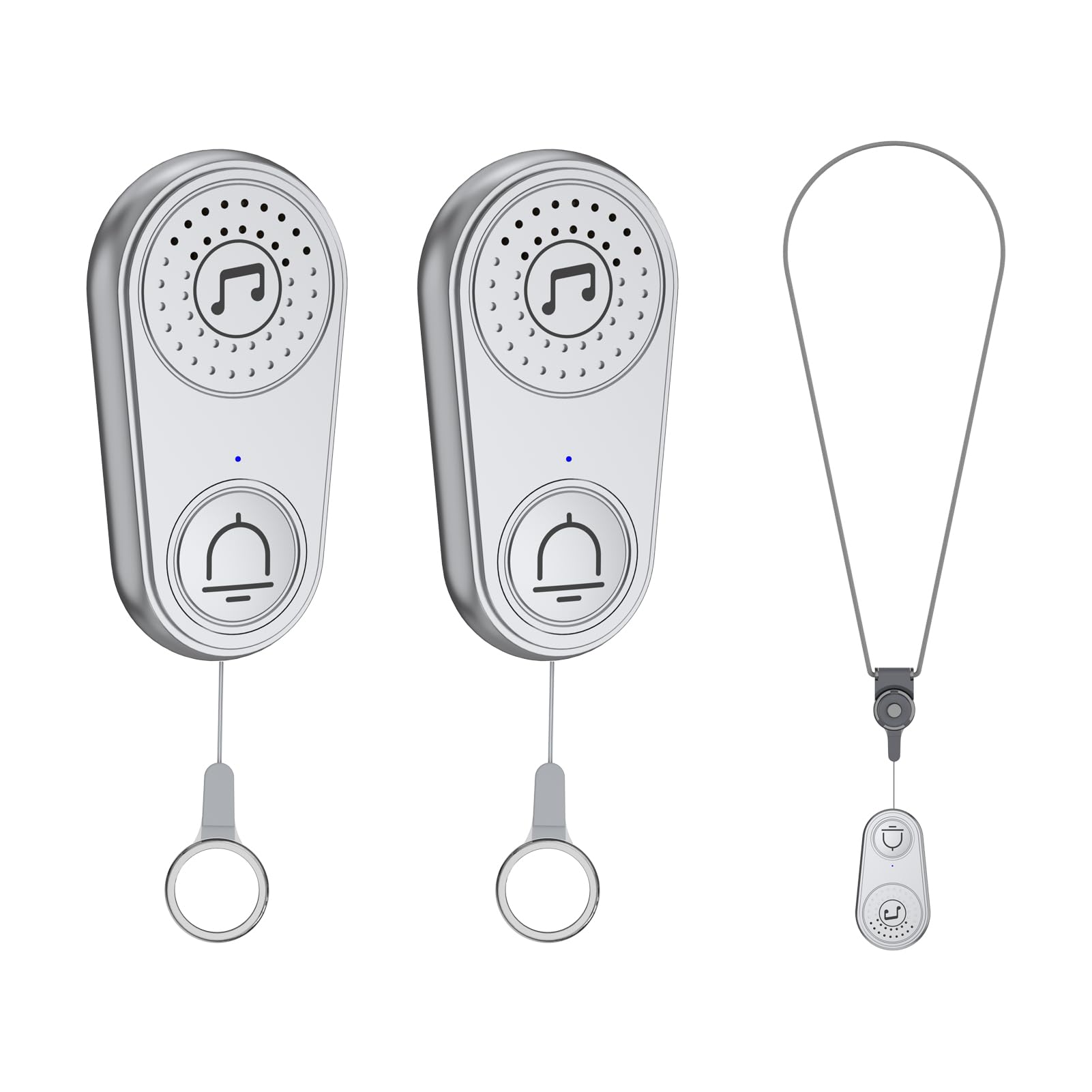 2 Pezzi Pulsante di Emergenza per Anziani 80M, Campanello per Anziani 5 Livelli di Volume 38 Suonerie, Wireless Pulsante di Chiamata Cercapersone Caregiver, Salvavita Anziani per Casa, Ospedale
