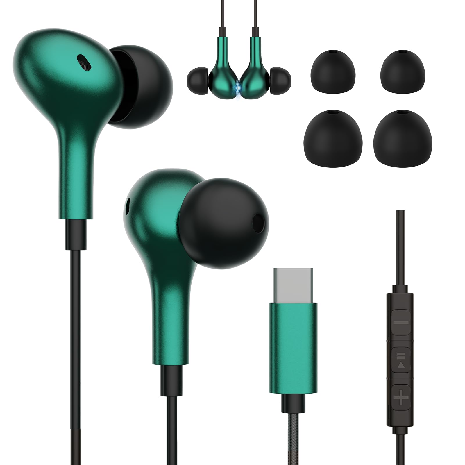 Kopfhörer mit Kabel USB C für Samsung Galaxy S26 S25 S24 S23 Ultra A56 A36 A26 A17 A16 A07 A06, In-Ear Headset mit Mikrofon für iPhone 17 16 15 Series iPad Pro Air Earpods Pixel 10pro 10a 10 9pro 9a