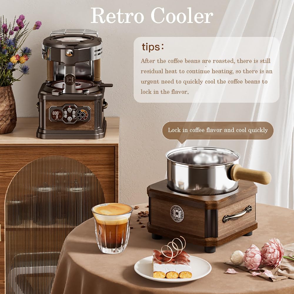 Retro Palarnia Kawy,Automatyczna Maszyna Do Palenia Ziaren Kawy 700W 150G Do Użytku Domowego,3 Tryby Pieczenia,8 Poziomów Pieczenia,Wbudowany Oddymiacz NoCooler