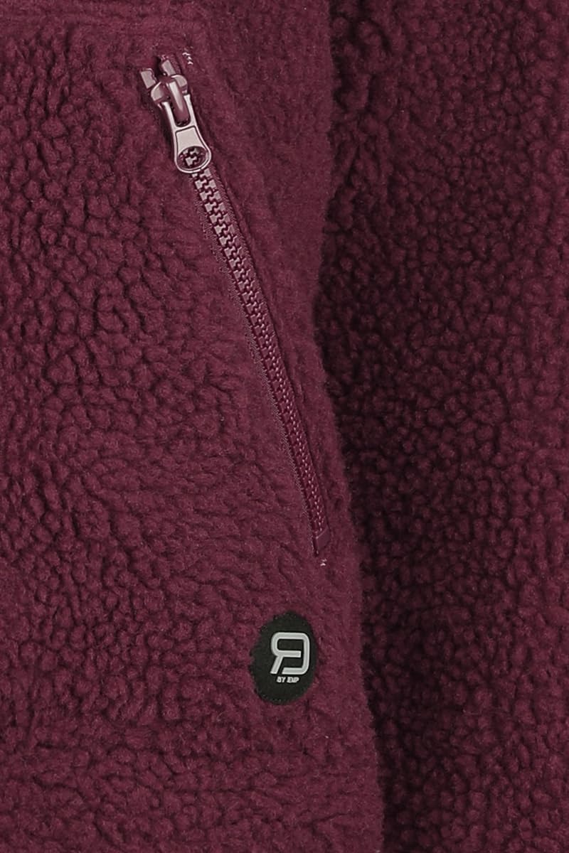 RED by EMP Damen Kapuzenjacke Teddy Fur Hoody Bordeaux