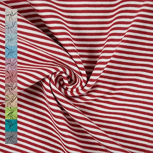 Bündchenstoff Lio Ringelbündchen Schlauchware rot/weiß 25cm x 35/70cm