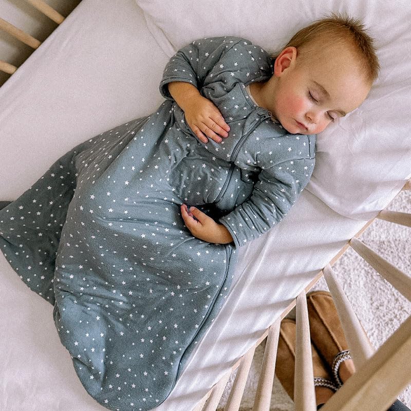Image of GUNAMUNA Long-Sleeve Sleep Sack for Babies, Wearable Sleep Bags, Soft Rayon, 1.0 TOG, Essentials for Newborns