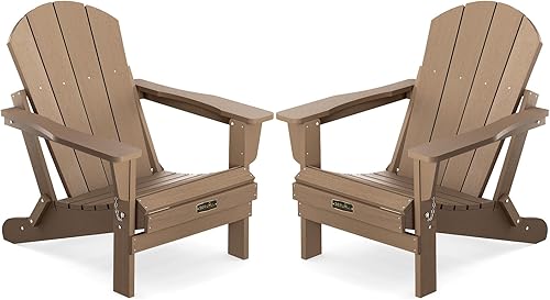 SERWALL Adirondack - Juego de 2 sillas plegables, sillas para exteriores, sillas pintadas resistentes a la intemperie, para patio, terraza, jardín u
