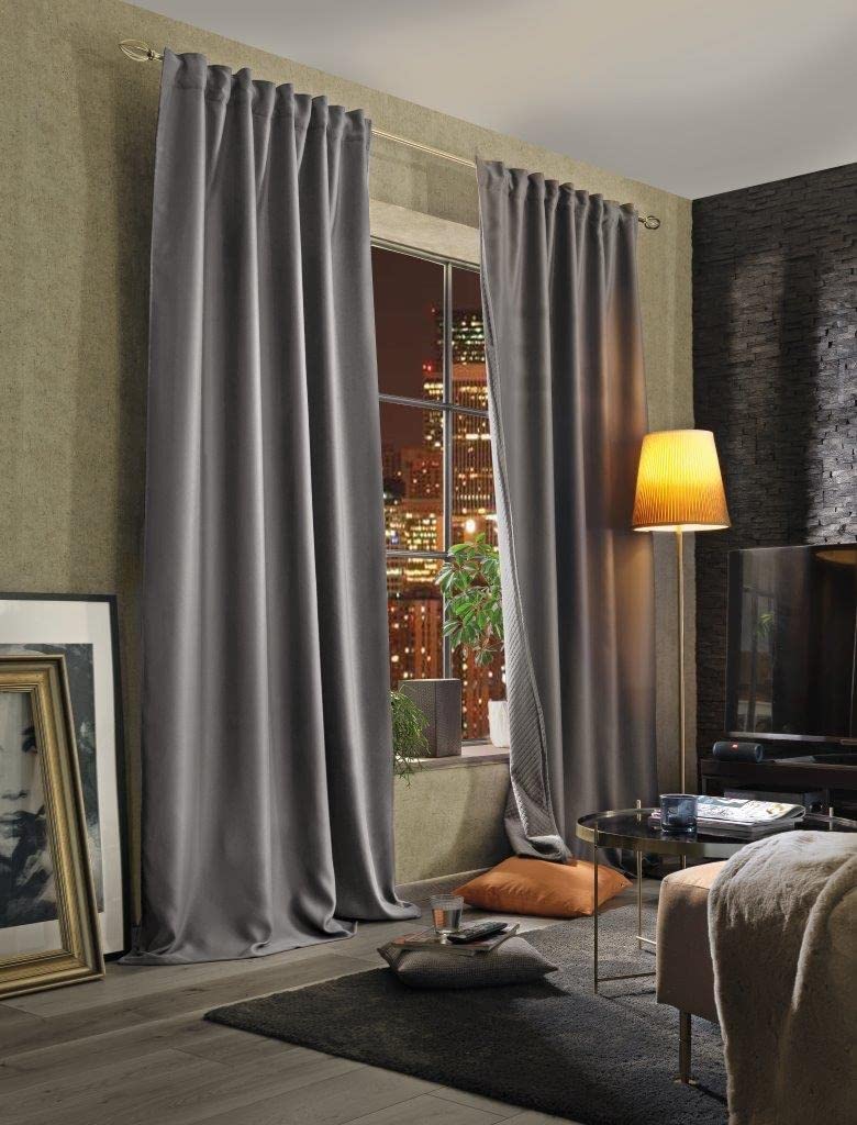 HOMEbasics Tenda acustica tinta unita | ACUSTICO | protezione da rumore, calore, freddo e correnti d'aria + oscurante, grigio | 245 x 135 cm