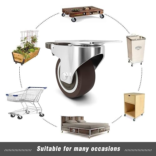 Miniatura 38 de 2" Casters Set of 4, Furniture Caster Wheels for Cart, Swivel Plate Castor, No Noise Rubber Wheels, Suitable for Workbench, Table