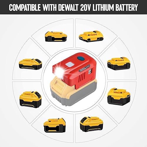 Miniatura 3 de Adaptador de cargador USB Dewalt, para Dewalt inversor alimentado por 150 W, convertidor de 18 V CC a CA 110 V 120 V con luz LED