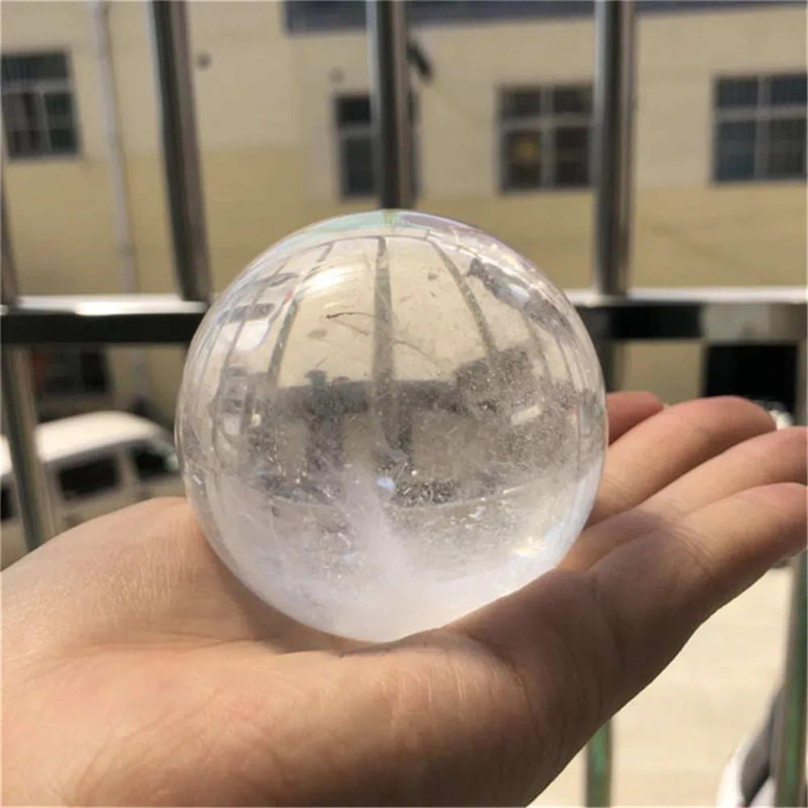 HAOYUNS Beautiful Natural White Clear Quartz Crystal Ball Mineral Sphere for Home Decoration(6-7cm)