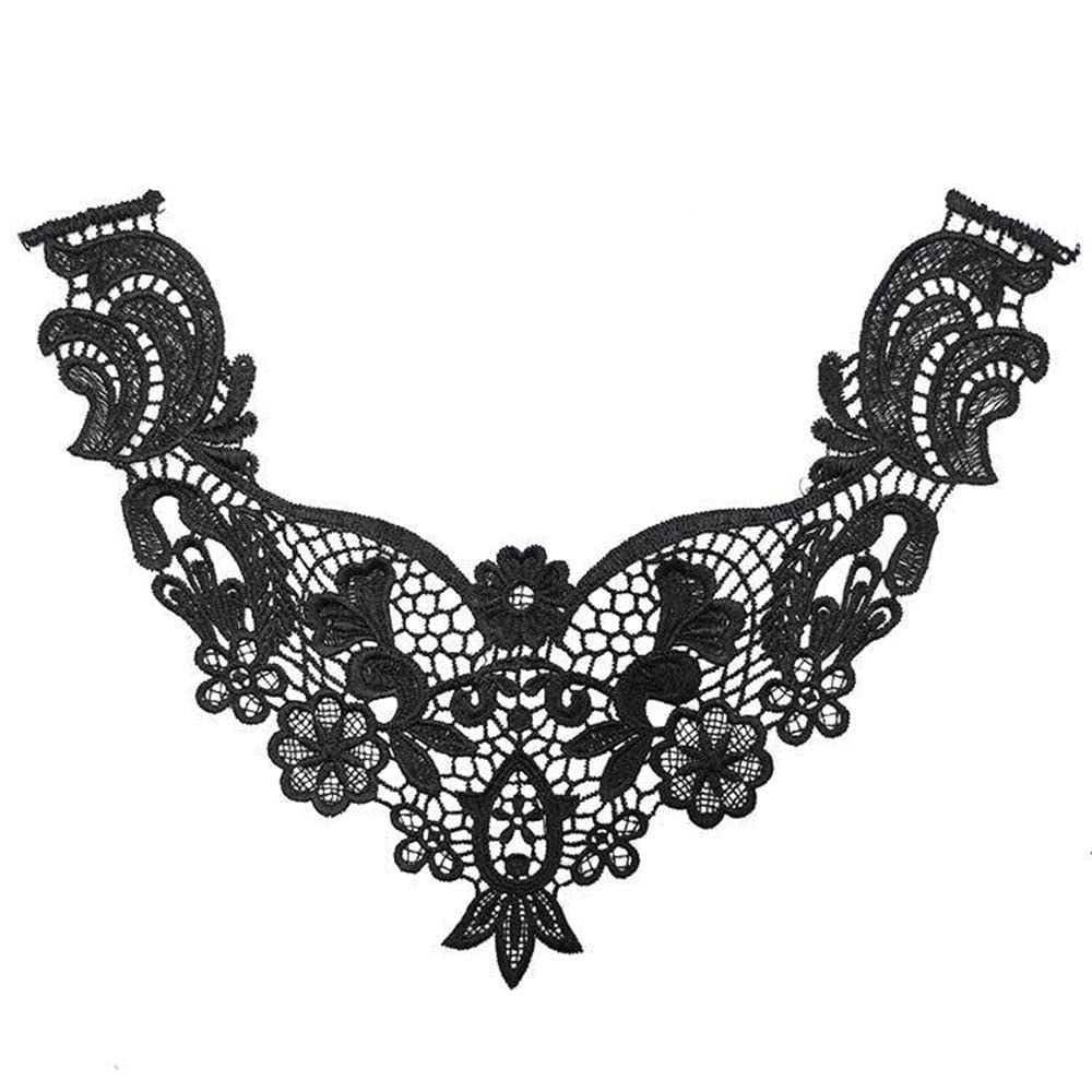 Faux Col En Dentelle Brodée - Applique Florale à Coudre Pour Customiser Chemises, Robes, Pulls, Projets DIY, Couleur Blanc - 11