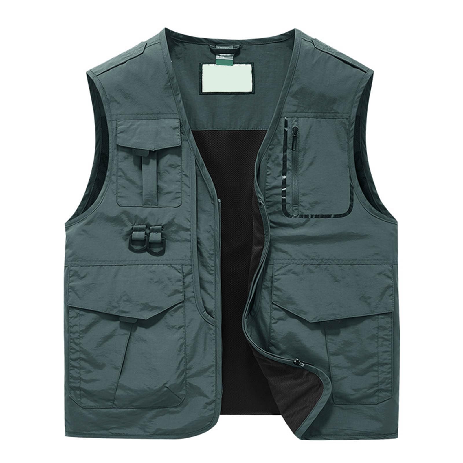 Chaleco de pesca para hombre transpirable con multibolsillos ajustable para verano 6