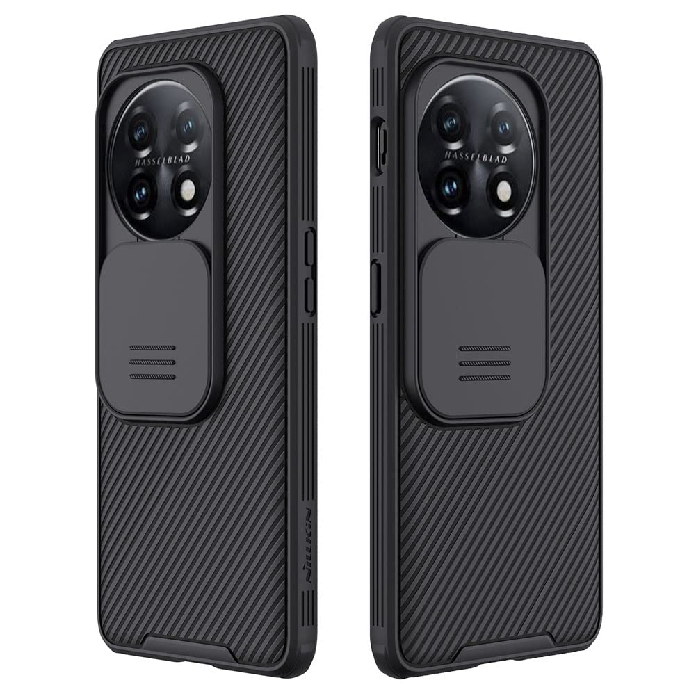 Mangix OnePlus 11 Case with Camera Cover,OnePlus 11 Slim Fit Thin Polycarbonate Protective Shockproof Cover with Slide Camera Cover, Upgraded Case for OnePlus 11 2023 (Black)