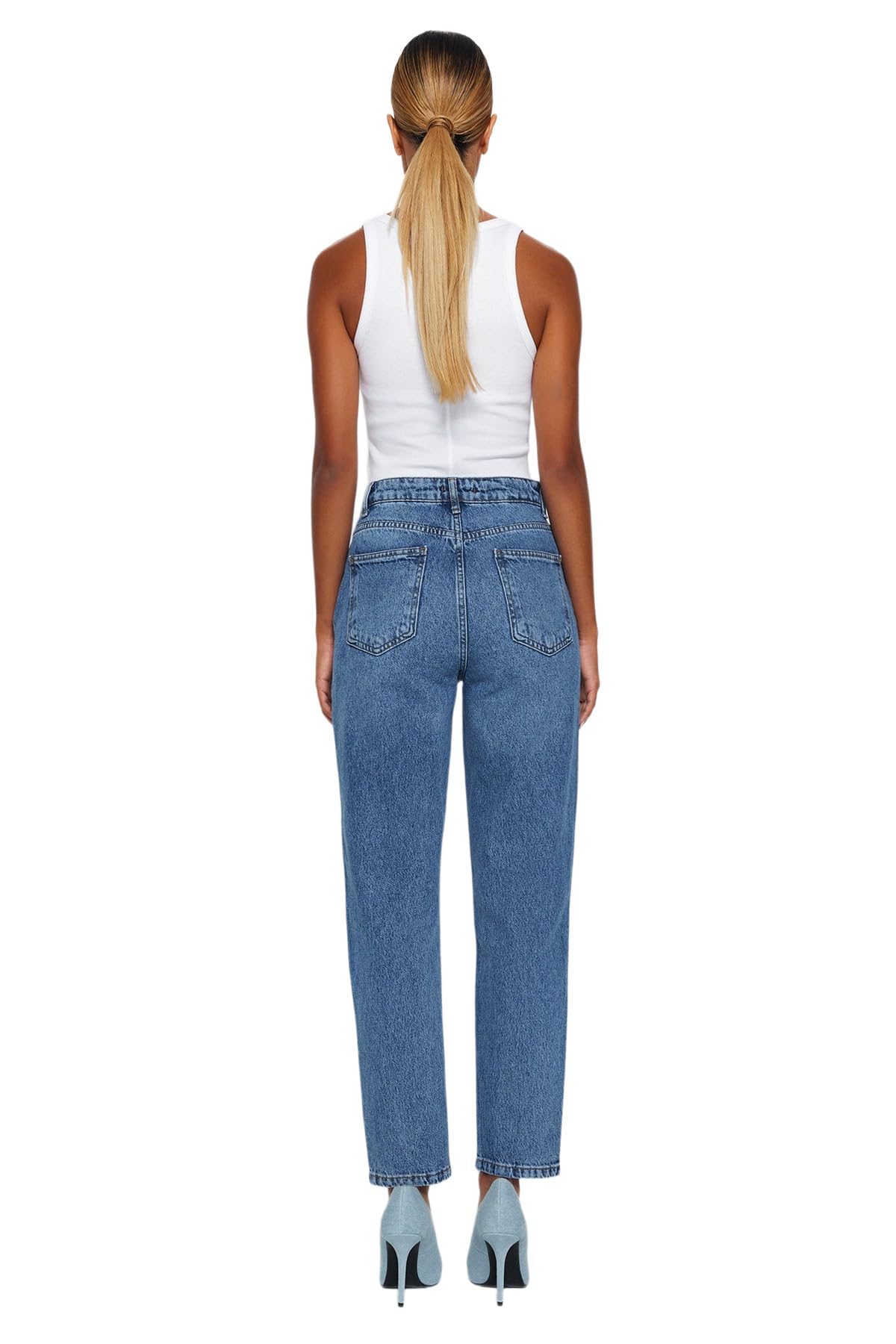 Trendyol Damen Gerade Mama Hohe Taille Jeans – Bild 7
