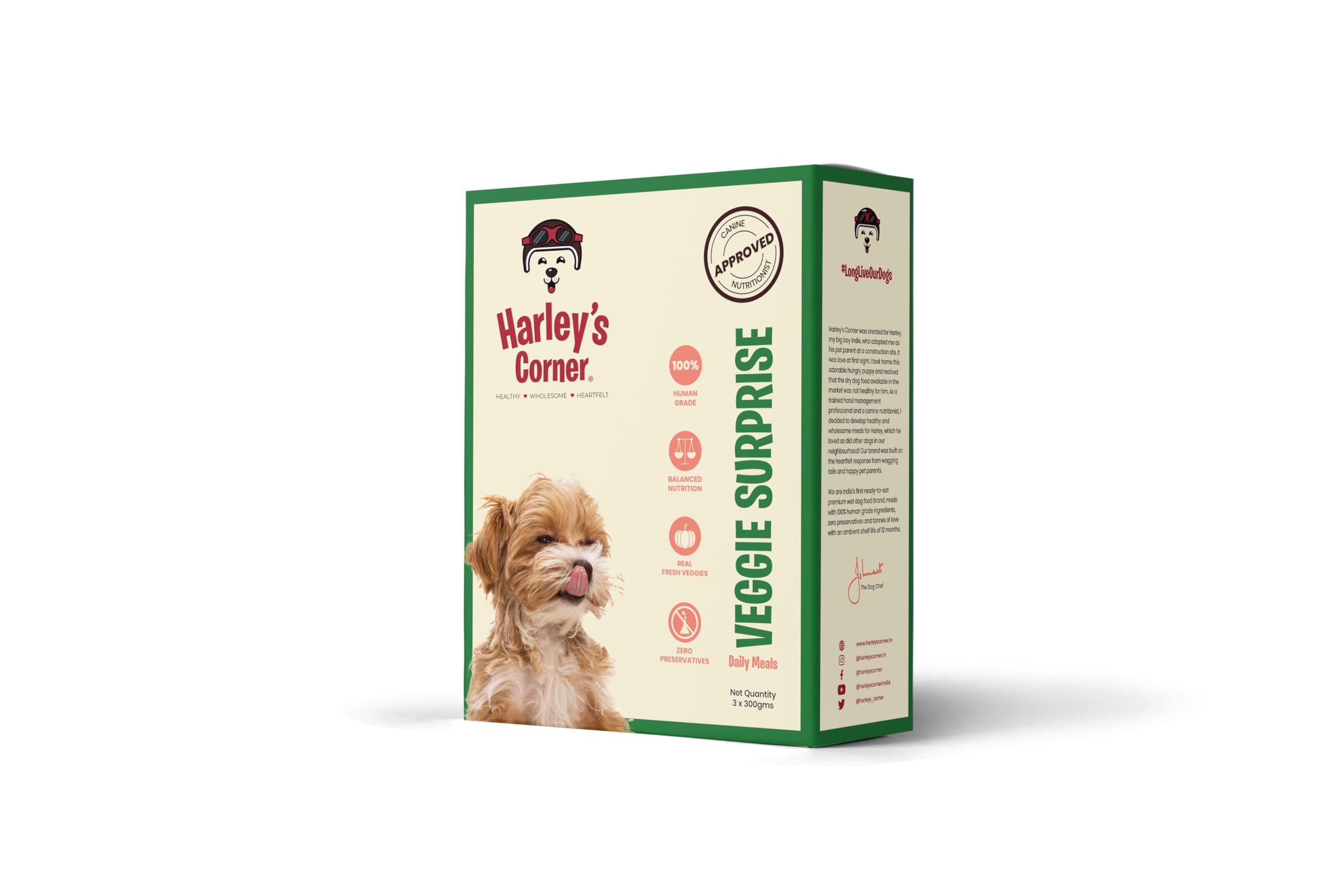 HARLEYS CORNER Veggie Surprise Meal - High-Protein Dog Food with Paneer, Brown Rice & Vegetables - Pack of 3 x 300g | Supports Muscle Tone, Digestive Health & Shiny Coat (B0D8TFKF9H) Amazon Price History, Amazon Price Tracker