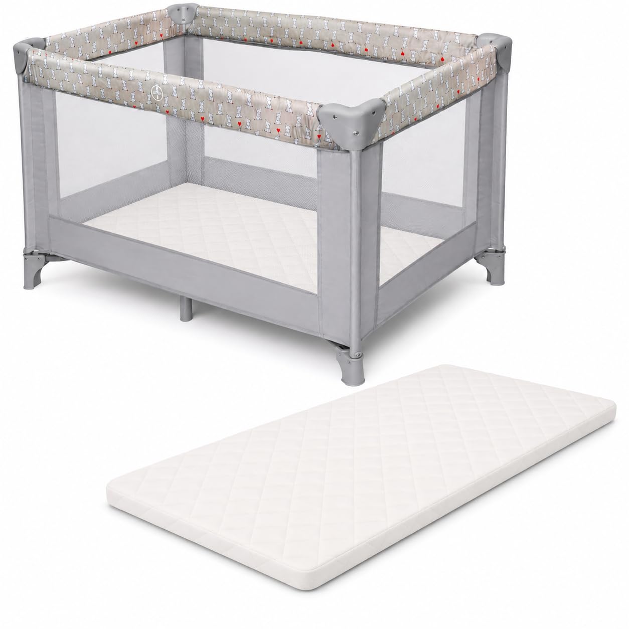 SLUMBER HOME My Babiie Compatible Travel Cot Mattress – Replacement Baby Mattress with Firm Support Foam, Quilted Breathable Removable Cover 120 x 60 x 5cm