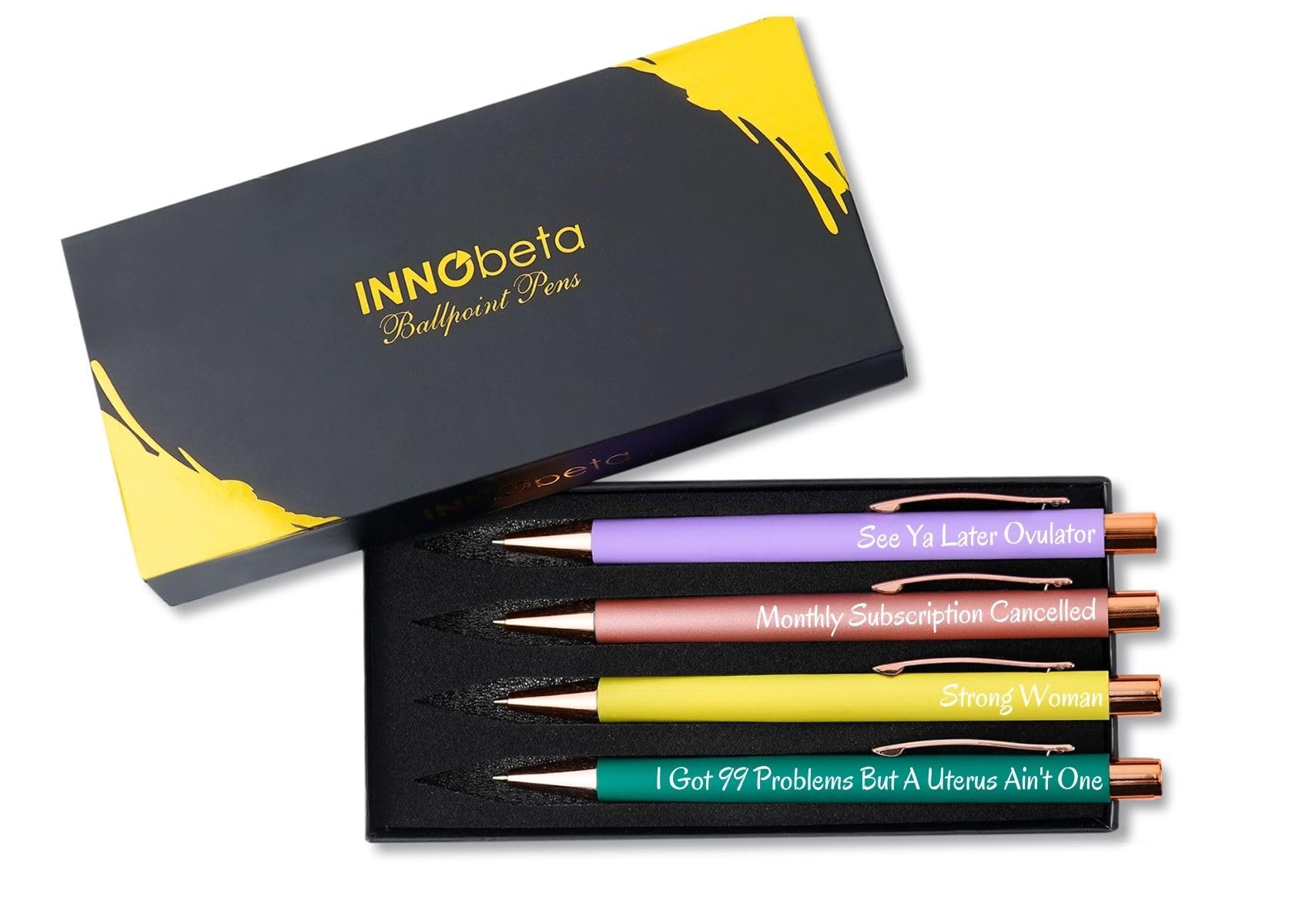 InnoBeta Hysterectomy Recovery Must Haves Pens, After Hysterectomy Recovery Gifts Basket, Ballpoint Pen Set of 4, Gift Ideas for Hysterectomy Surgery, Women, Mom, Wife