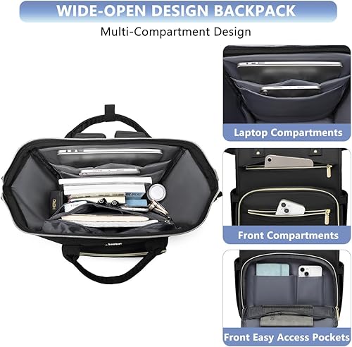 Miniatura 2 de Bolsas para laptop para mujer, mochila para enfermera mochila para profesores de 15.6 pulgadas con puerto USB, mochila casual antirrobo, bolsa de