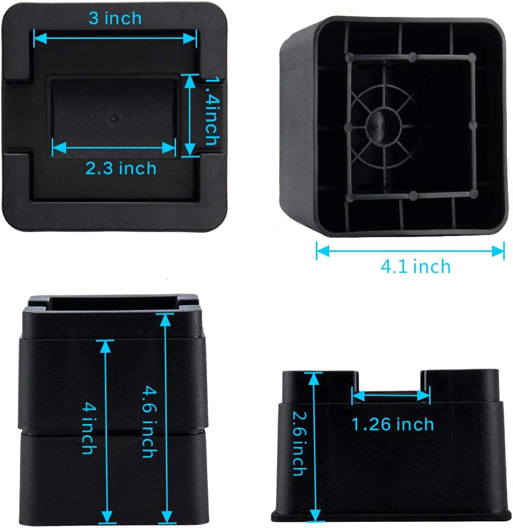 BTSD-home Bundle of 4 Pack 2 Inch Heavy Duty Bed Risers and Adjustable Bed and Furniture Risers Elevator up to 3 or 4 inch