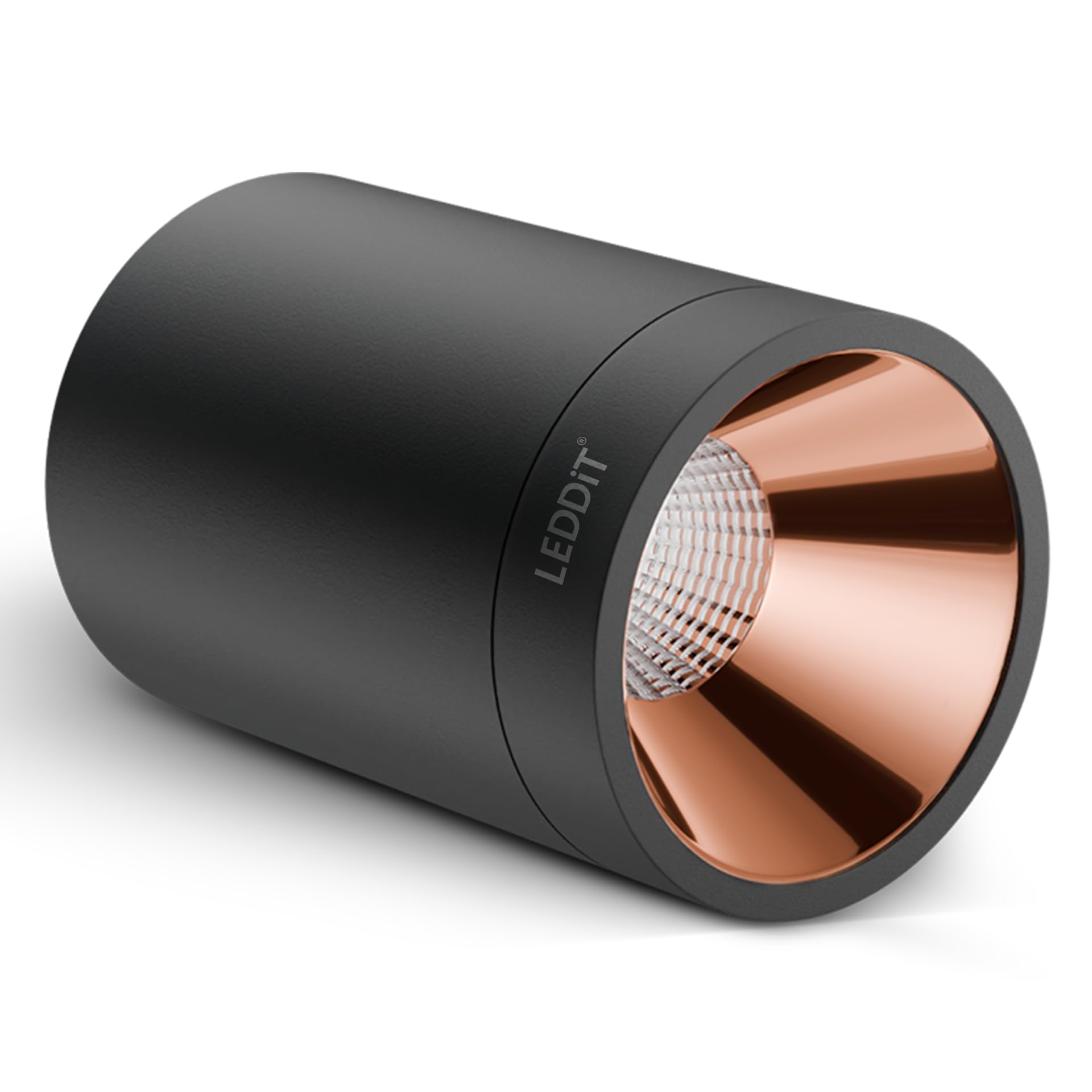 LEDDiT 15 Watt Warm White Round Surface Cylindrical Shape Indoor Ceiling Mounted Spot Light COB Down Light with Aluminium Body - Rose Gold Pack of 1 (with 2 Years Warranty)