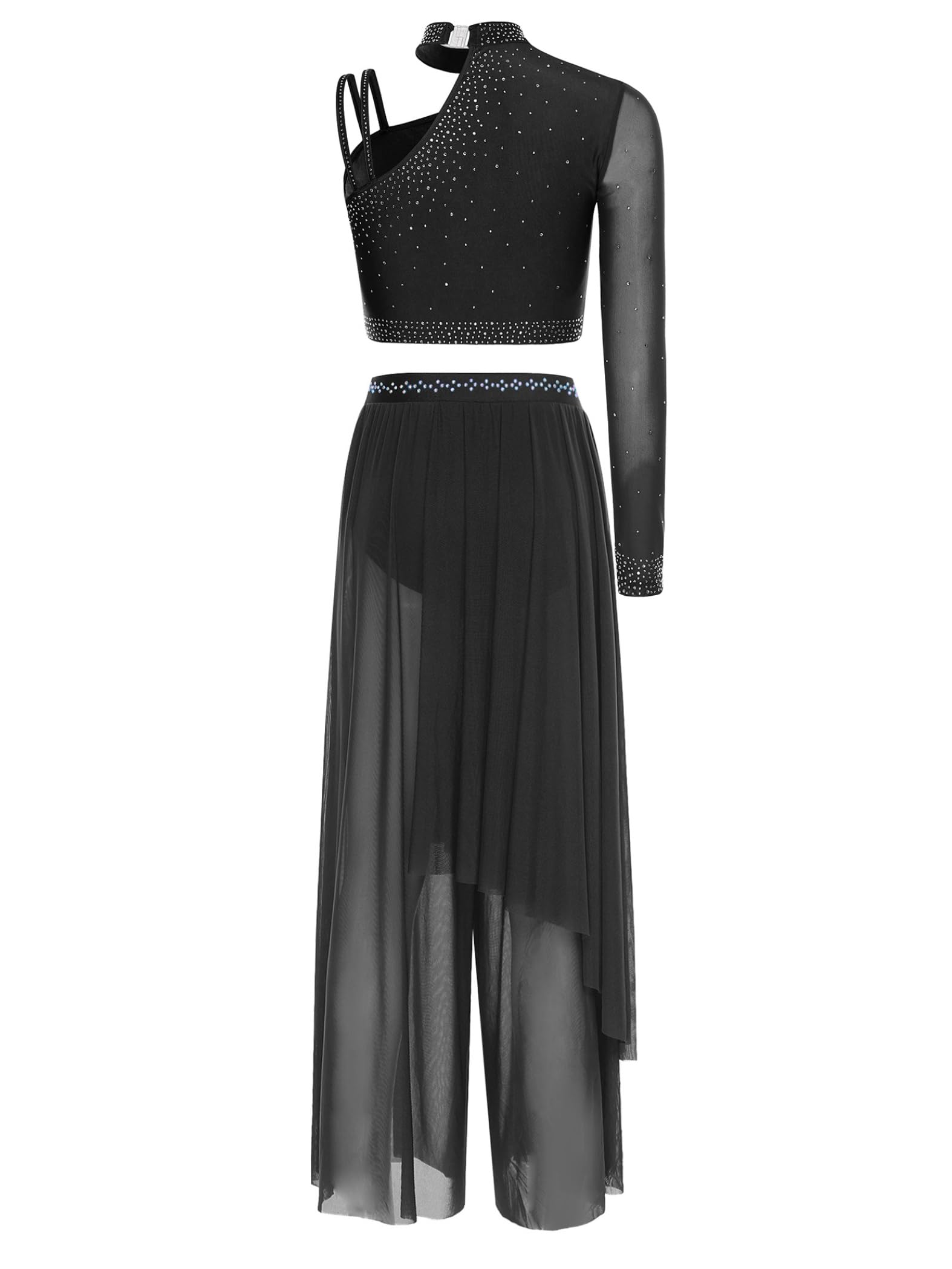 Ensemble Lyrische Tänze Damen Kostüm Zeitgenössischer Tanz Modernes Bühnenstück Outfit Hosen Oberteil