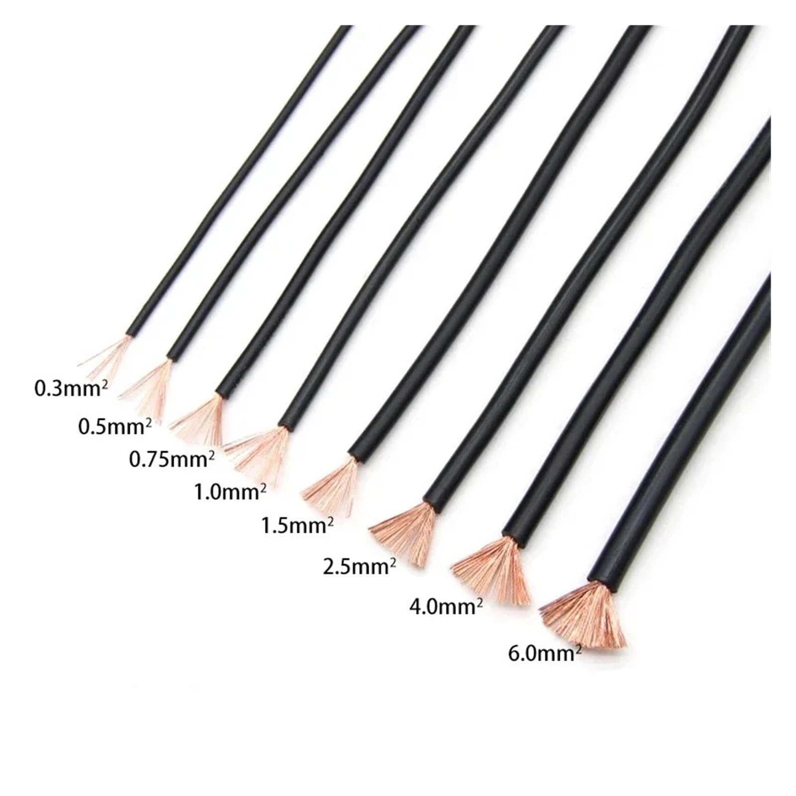 Cable de Cobre RV 20M, Aislamiento PVC 0,3-6mm², un Solo núcleo, multihilo for Cables eléctricos Flexibles Audio for automóvil(Black 20m,17AWG)