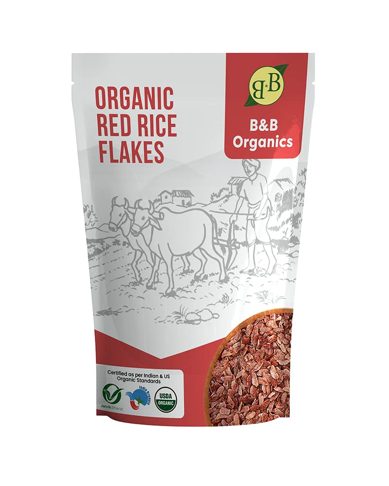 B&B Organics Red Rice Flakes (Poha) (500g) (Mappillai Samba Rice Flakes