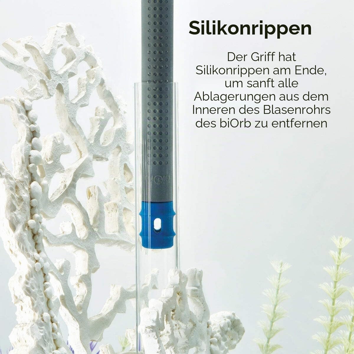biOrb 55249 Multi-Reiniger, blau - Aquarium Pflegemittel aus Silikon, Luftsäulenreiniger für schonende Reinigung von Acryl-Glas