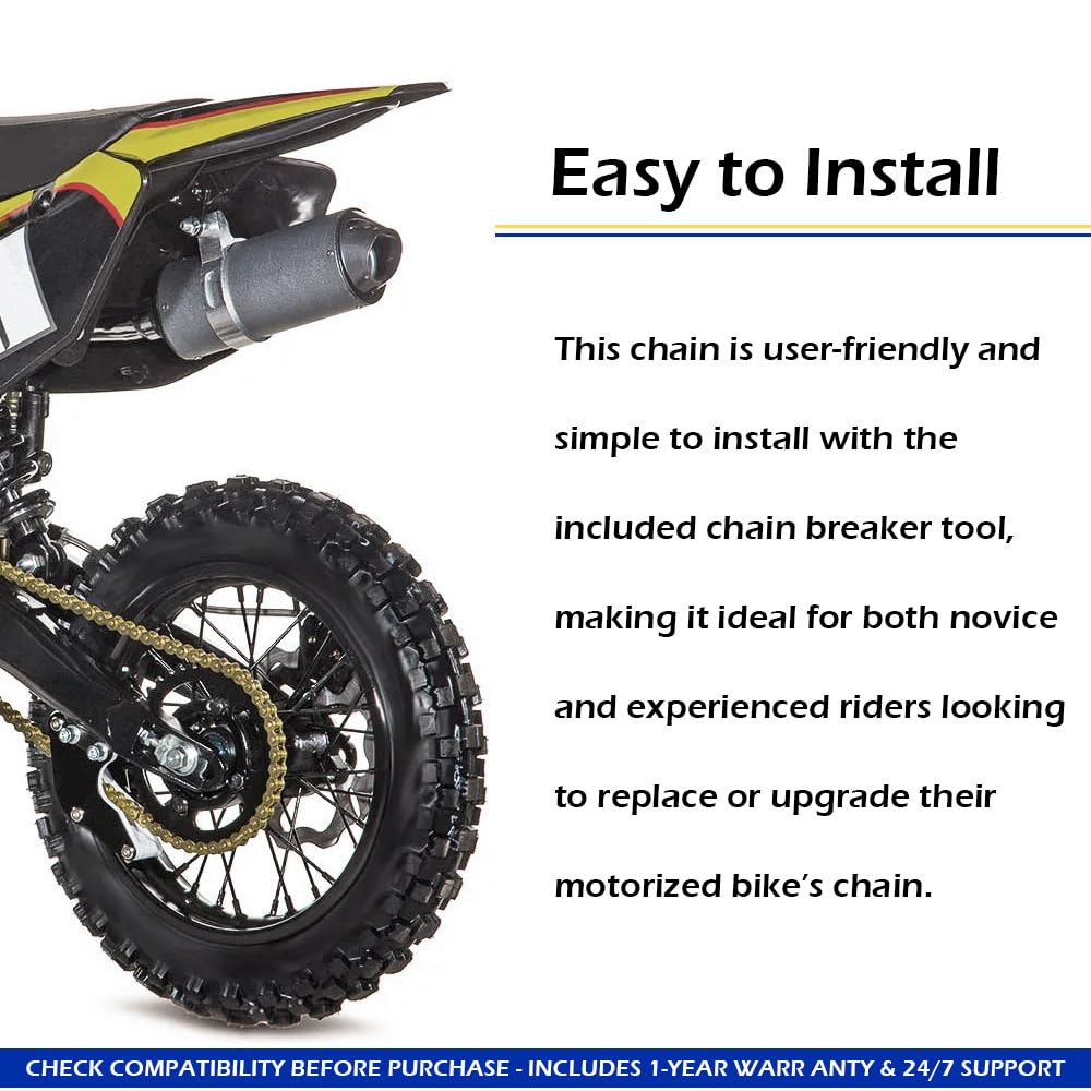 415H-110L Gold Chain with Connector Link for 49cc 60cc 66cc 80cc 2-Stroke Engine Motorized Bicycle Heavy Duty Racing Chain with 6 Chain Links with Chain Breaker — Amazon image 6