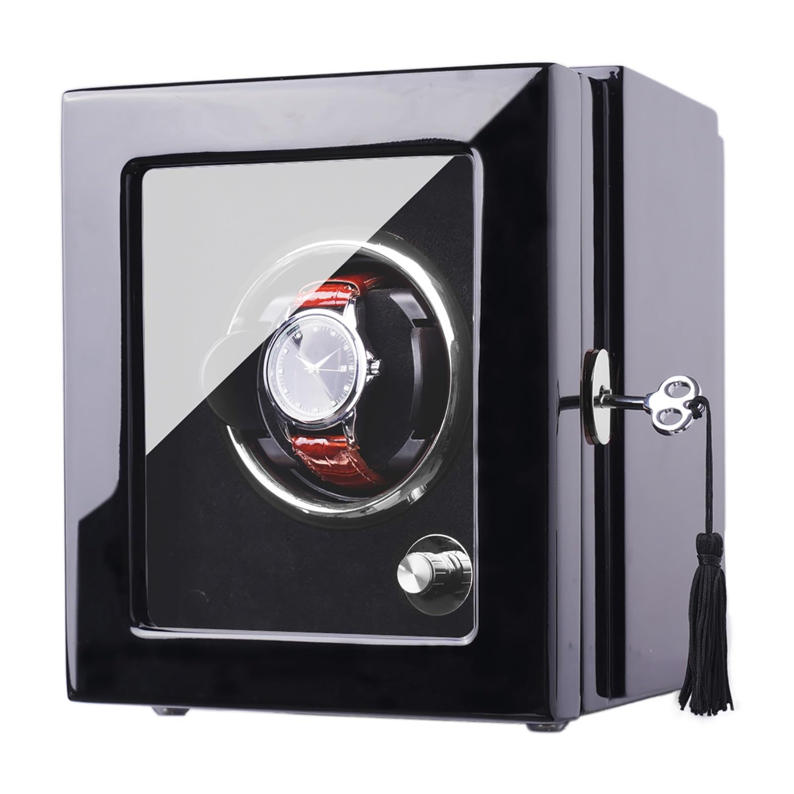 MYUYEE Automatic Watch Winder For 1 Watches Single Wooden Mechanical Watch Winder Watch Rotator Display Storage Case Box With 4 Tpd Modes Quiet Motor For Men And Women Watches