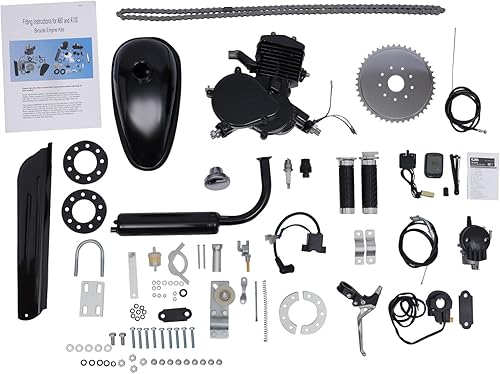 QUEWATSA Kit de motor de bicicleta de 80 cc, kit de motor de bicicleta de 2 tiempos con motor de gasolina de doble cilindro Speedoemter, motor de