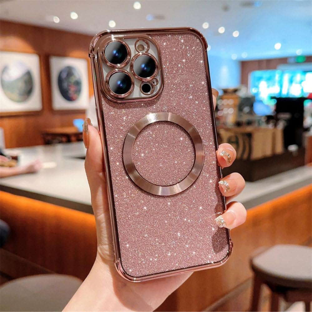 Coque magnétique iPhone 14 Pro Max rose et couverture transparente