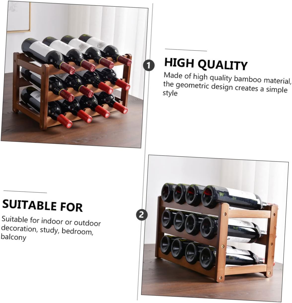 Classical Wine Rack Display Stand for Bottles Space-Saving Organizer for Home Hotel Wine Cellar