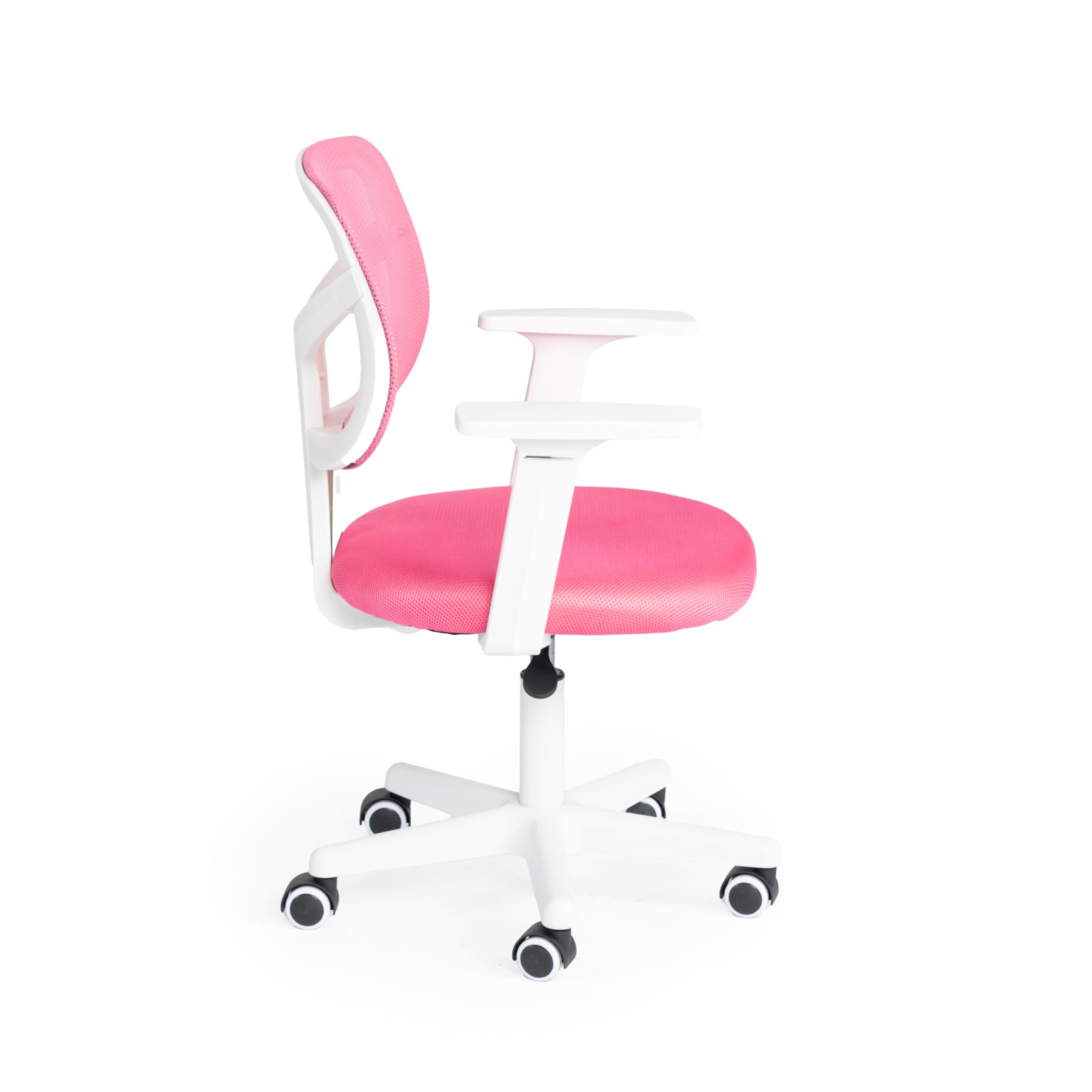 FurnitureR Chaise de Bureau pour Enfants, Chaise D'ordinateur pour Jeunes/Adolescents avec Maille Respirante, Pivotante Seat D'étude Réglable en Hauteur avec Accoudoirs, Rose 50 x 53 x 87cm