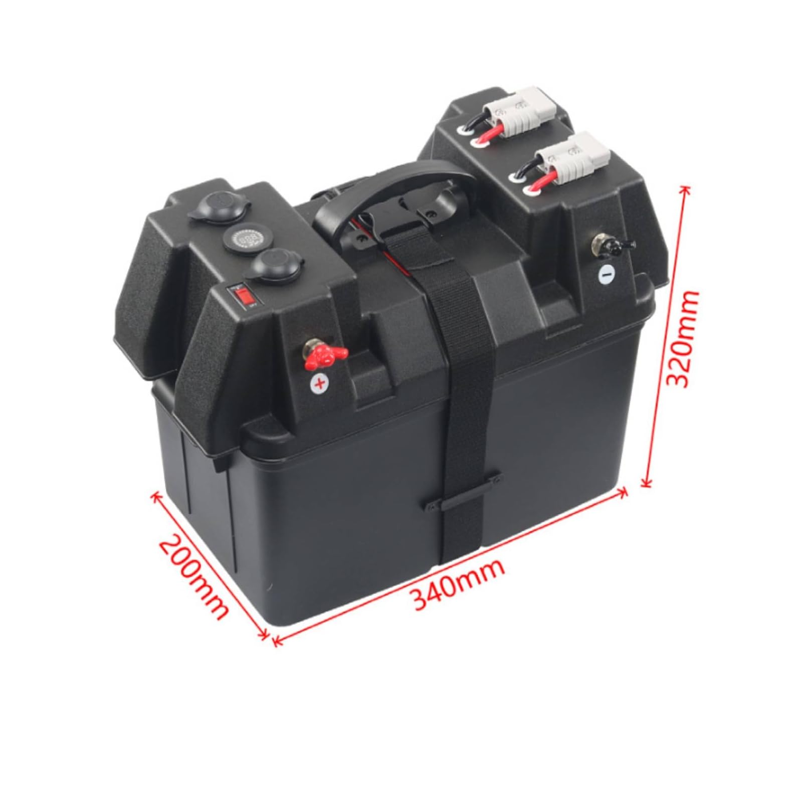 Contenitore Portatile di Alimentazione Scatola Batteria Custodia Alloggiamento Cassetta Plastica PP Affidabile con Manico E Cinghia Frontale Poli, Standard