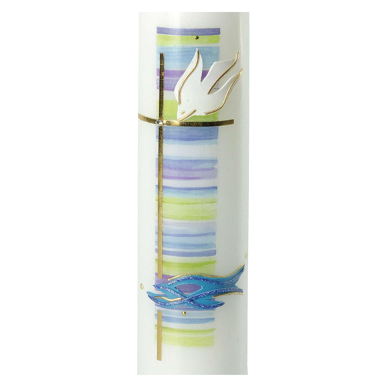 Christening Candle, Blue and Green, Holy Spirit, 265x60 mm