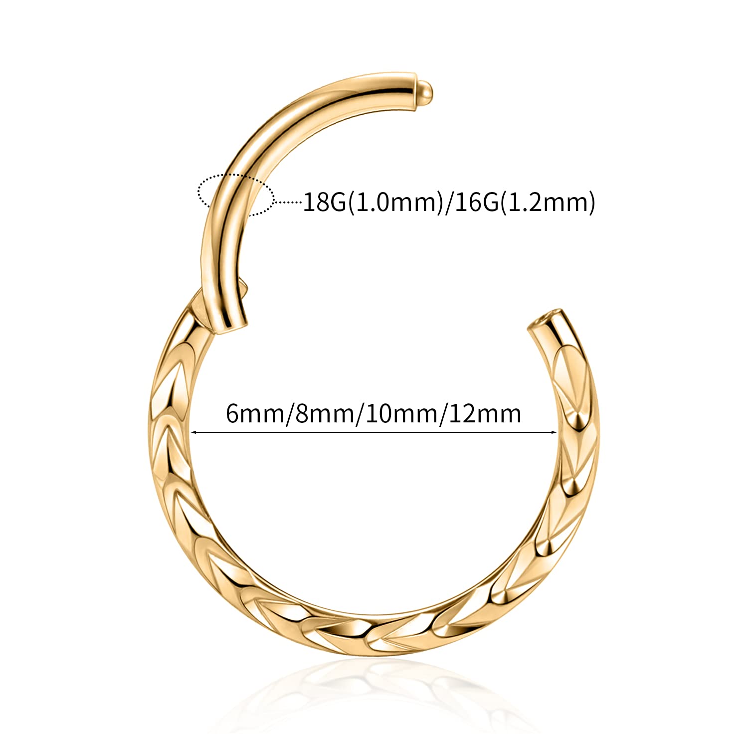 AROWRO 16G Stainless Steel Septum Clicker Daith Earrings Daith Rook Tragus Helix Cartilage Lobe Septum Piercing Jewelry Snake/Pyramid/Arrow/Star Design Hinged Segment Ring — view 5