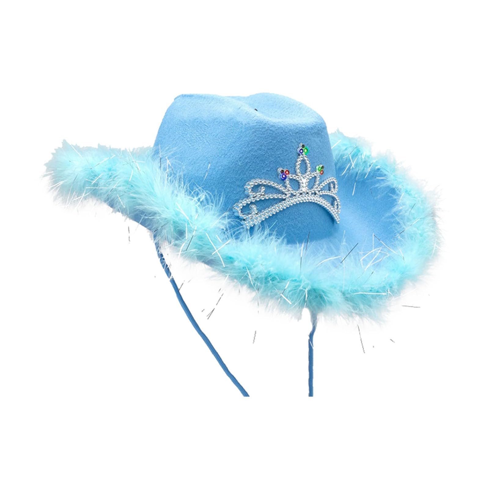 Chapeau De Cowboy Rose Avec Plume Pour Femme - Taille Adulte, Bord Moelleux, Parfait Pour Fêtes Costumées, Halloween, Festivals
