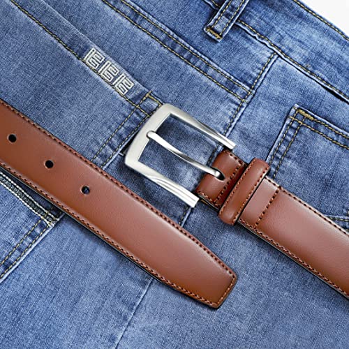 Image of MILORDE Men's Genuine Leather Dress Belt, Handmade, 100% Cow Leather, Fashion & Classic Designs for Work Business and Casual