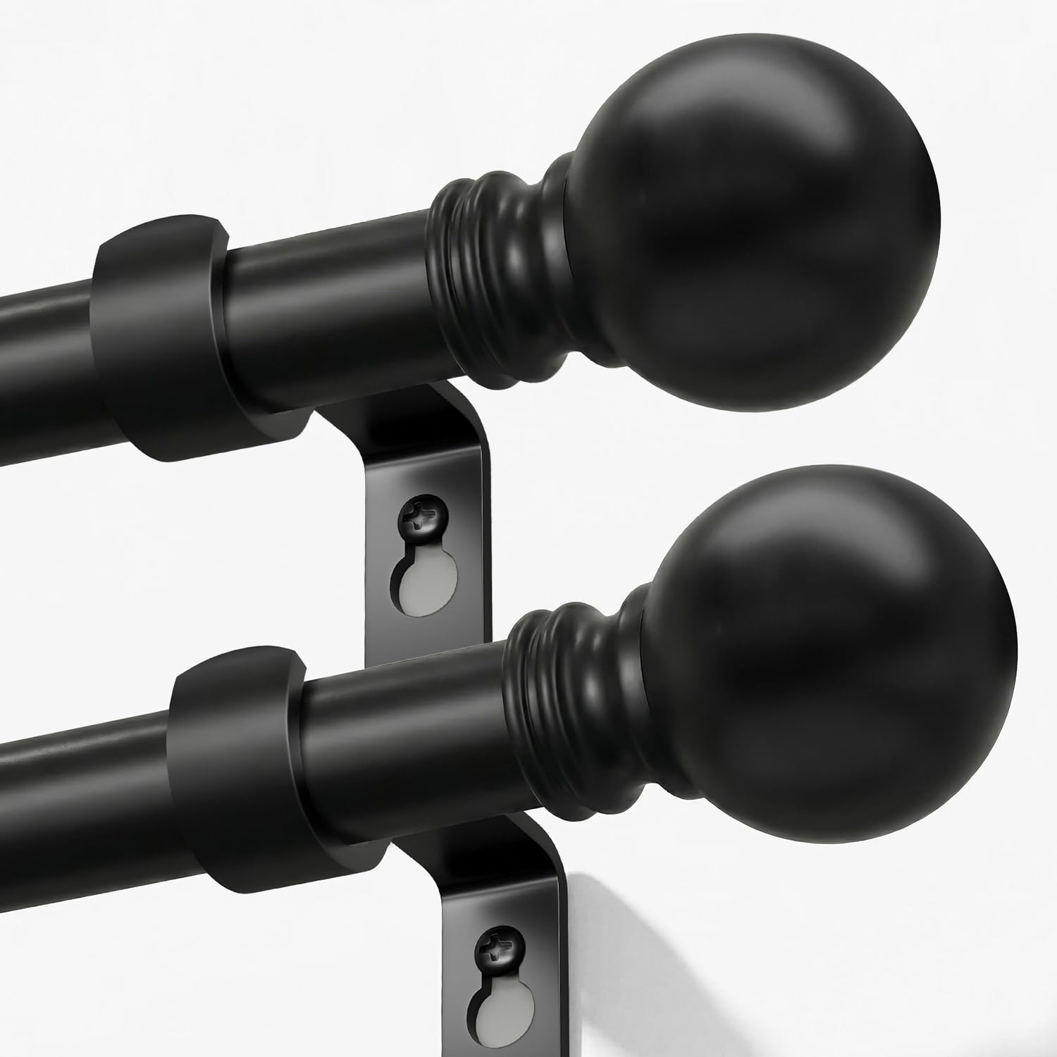 Immiehh Modern Black Curtain Rods 2-Pack