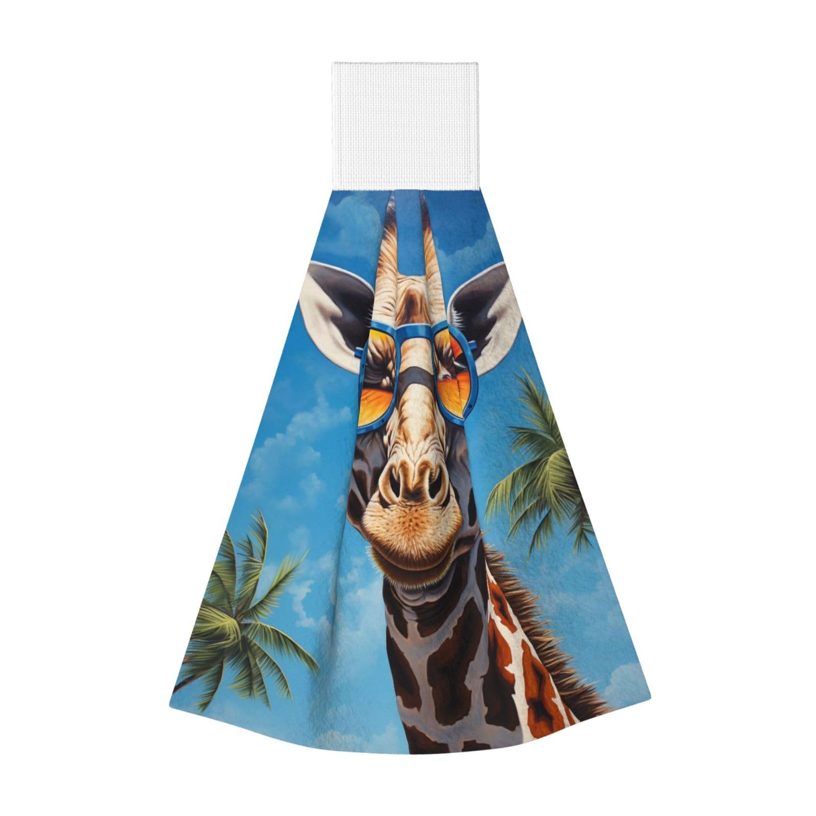 Giraffe with sunglasses Highly Absorbent Dish Towels Soft Coral Fleece Wipe