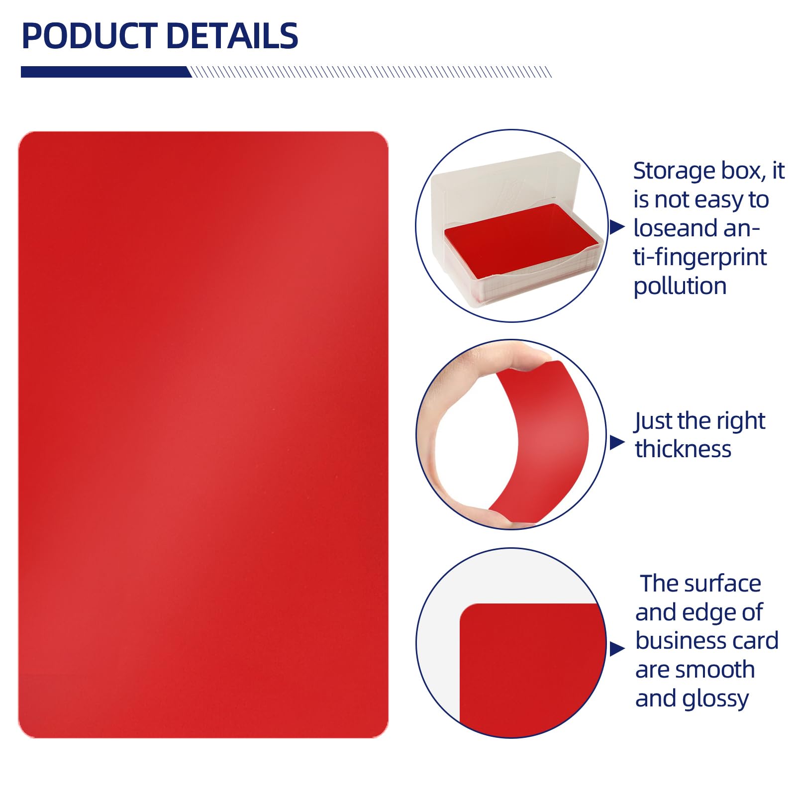 FONLAND 50pcs/Set 0.4mm Thickness Aluminum Metal Business Cards DIY Engraving Card Home Office Supplies Aluminum Blank Laser Blanks for Engraving(Red) - Image 2
