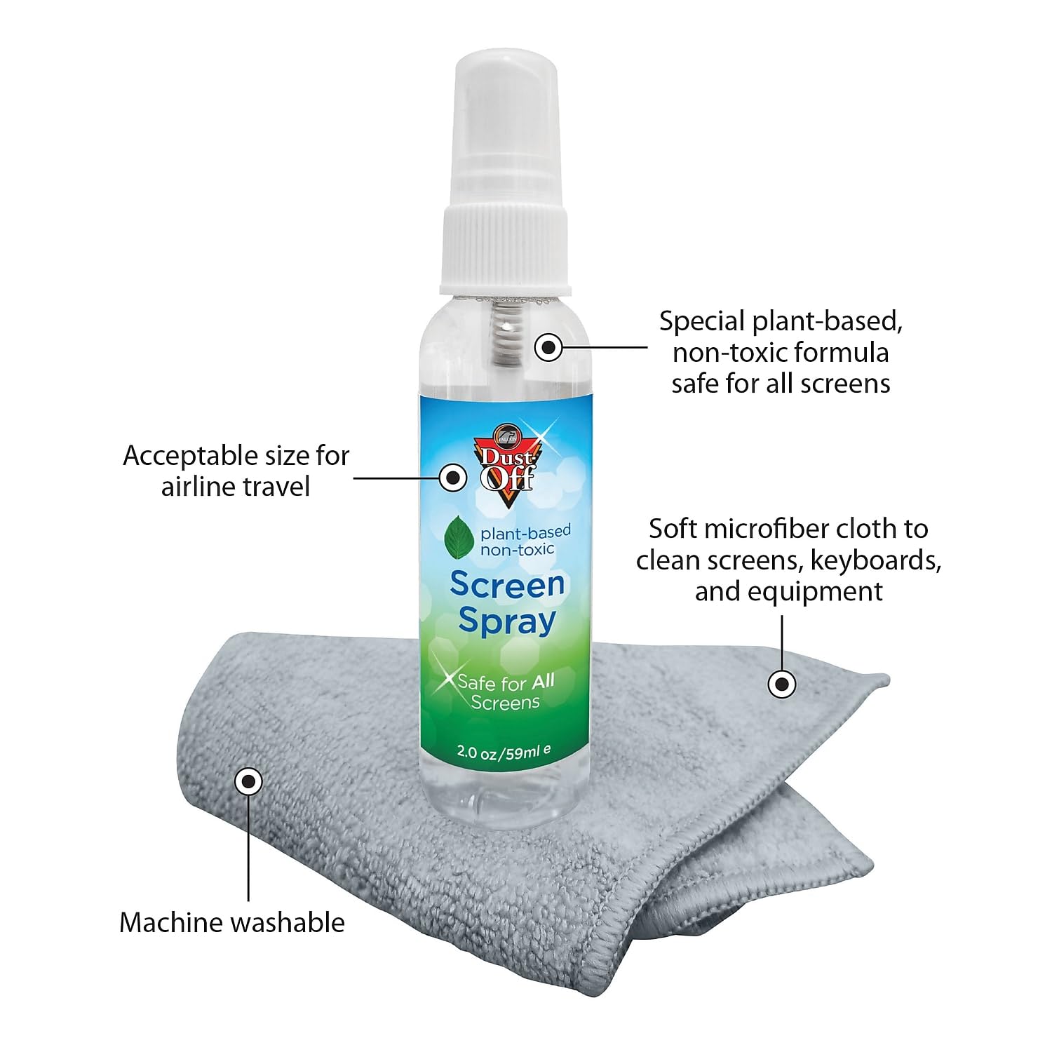 Laptop Computer Cleaning Kit, 50 mL Spray/Microfiber Cloth