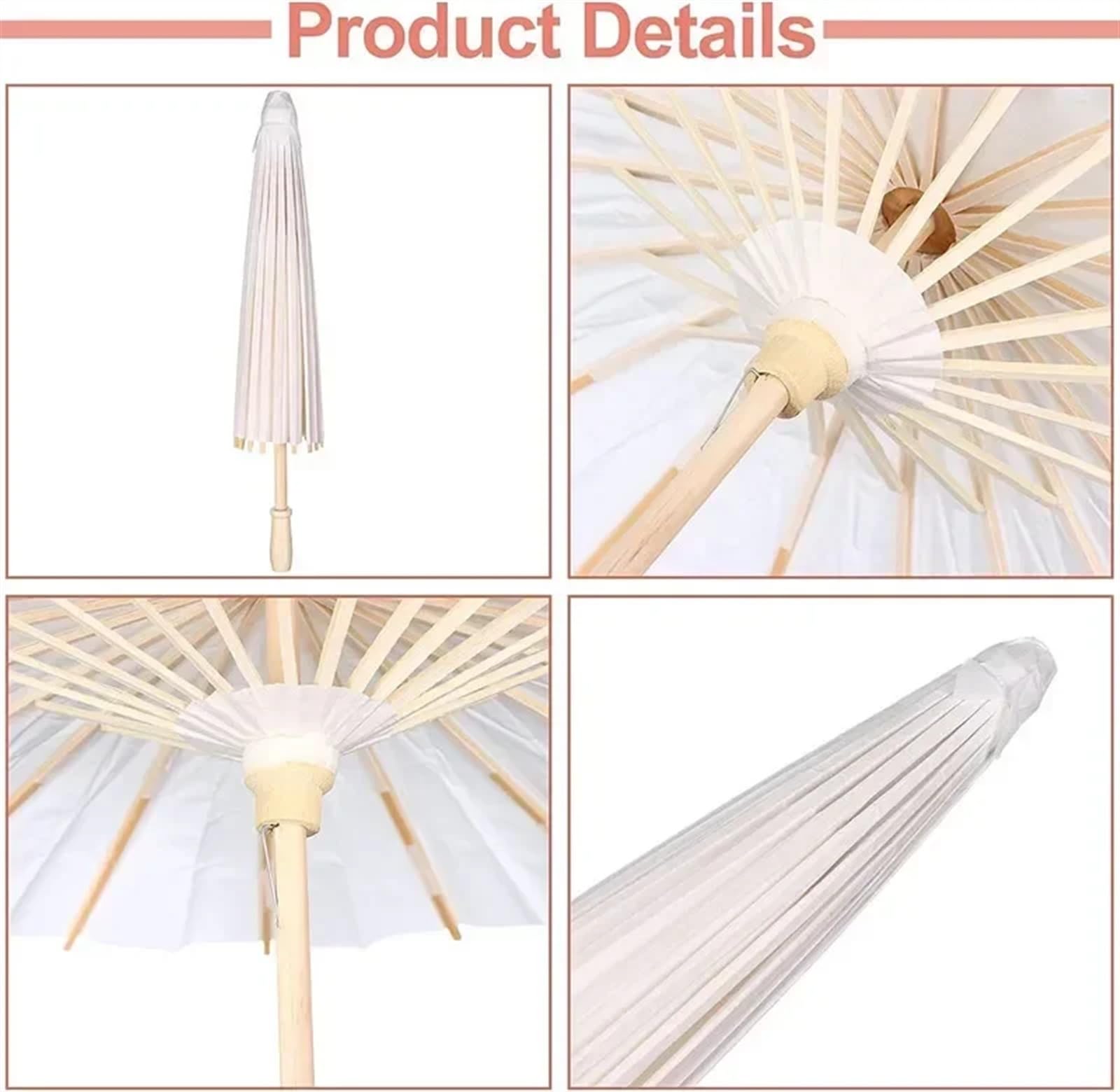 Papiersonnenschirm for Hochzeiten, 60/80 cm, chinesische Papierschirme, rustikaler weißer Schirm, Fotografie-Requisiten for Partys(60cm,6pcs)
