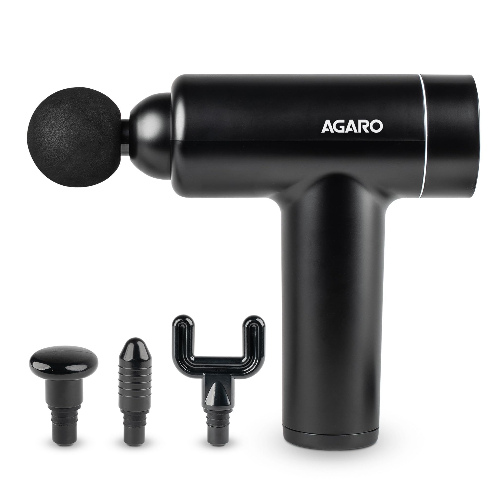 AGARO Regal Gun Massager, 4 Heads, 6 Speed, Rechargeable, Handheld, Percussion Muscle Massager for Full Body Relief, Muscle Relaxation of Neck, Shoulder, Back, Foot for Men & Women, Black.