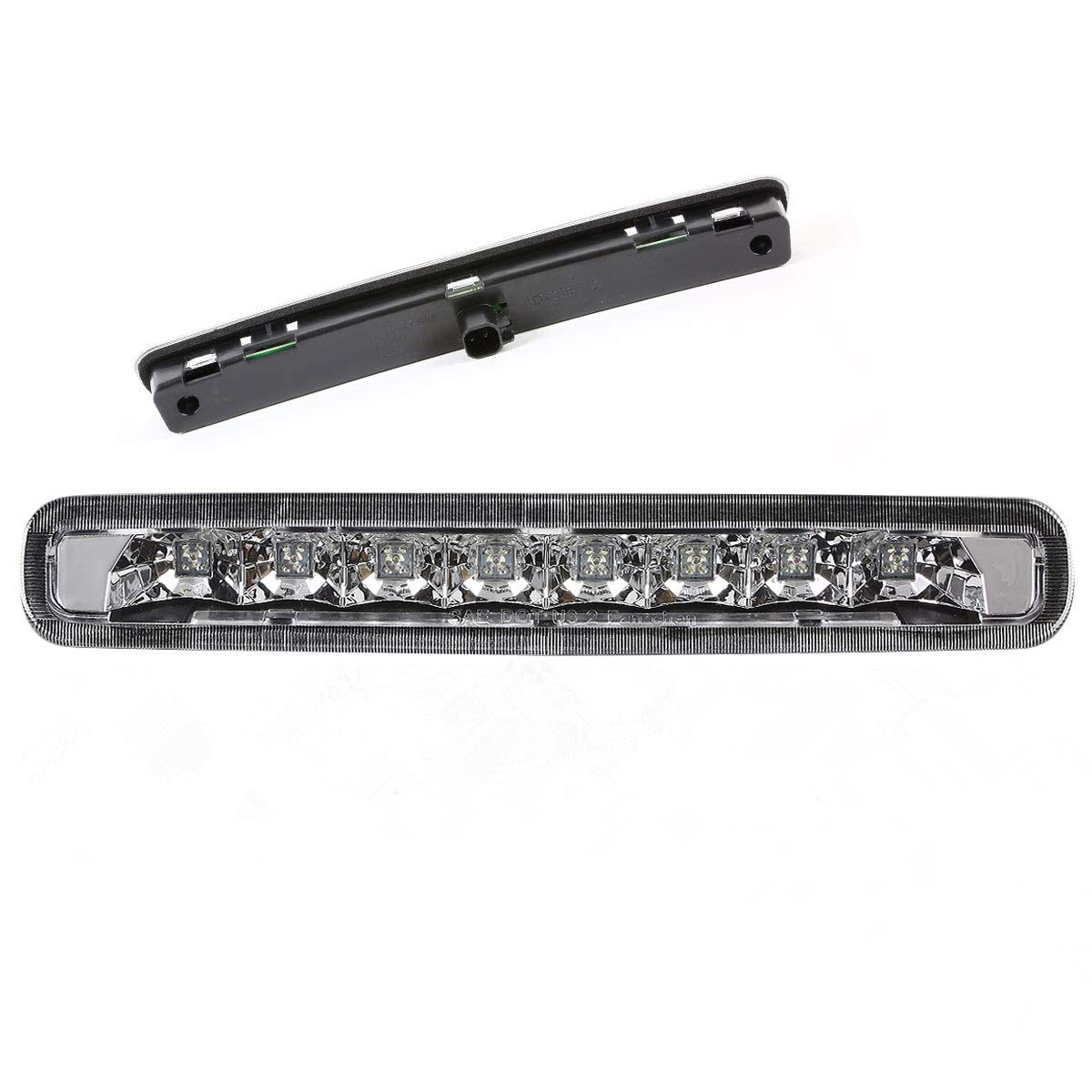 Full LED 3rd Third Brake Light High Mount Stop Light Compatible with Ford Mustang 05-09,Chrome Housing/Clear Lens