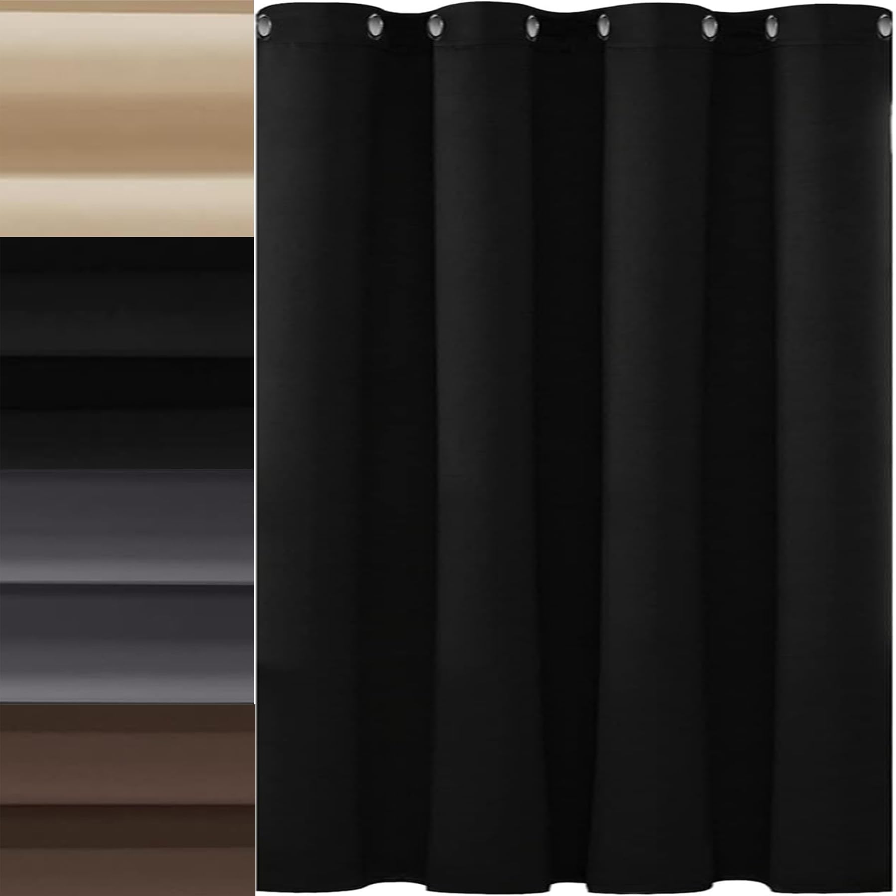 Amzyu Black Out Eyelet Curtains, 145 X 250 Cm(57 X 98Inch) Super Soft Plain Velvet Band Curtains Thermal Energy Saving Window Treatment For Livingroom Decoration,