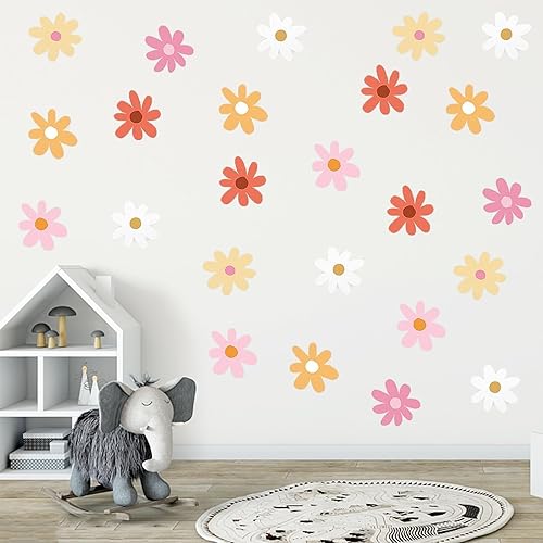 8 hojas de calcomanías de margaritas para decoración de pared, calcomanías de vinilo de flores para despegar y pegar, calcomanías de pared de