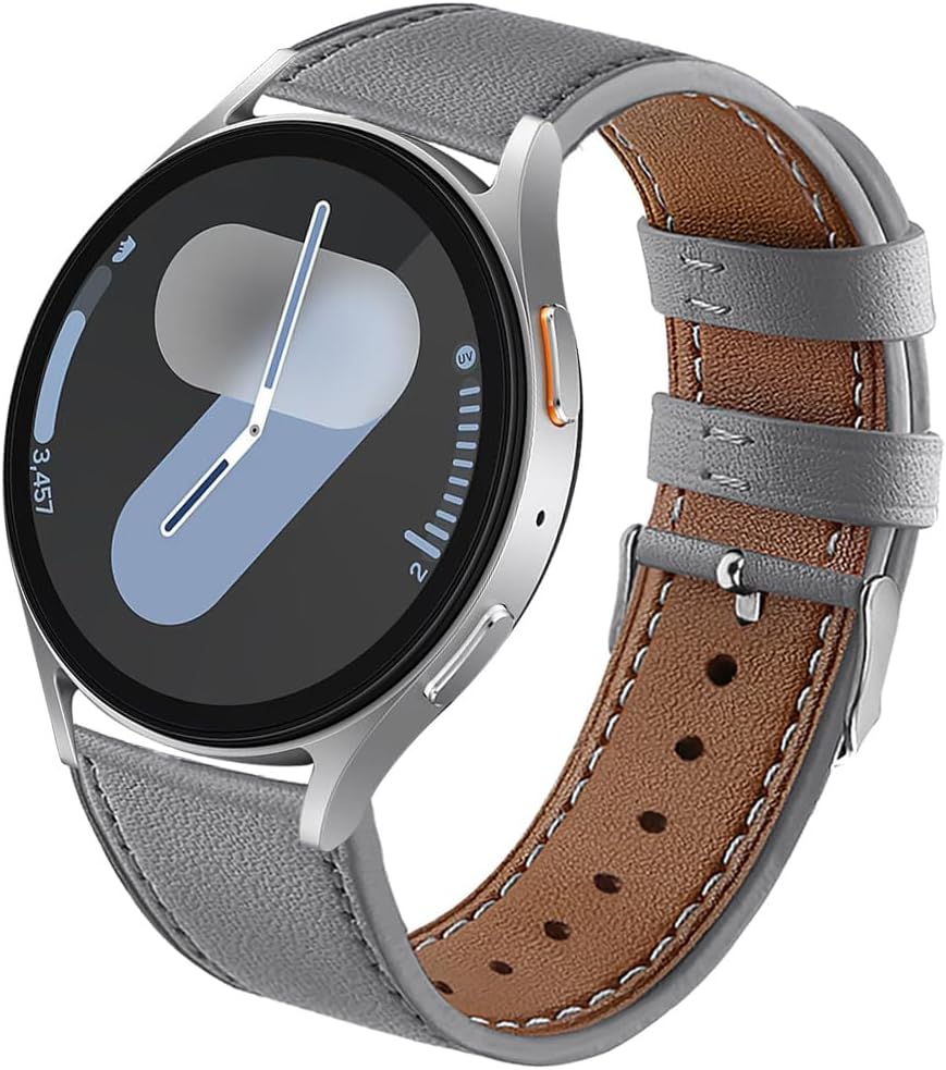 Leather Bands Compatible for Samsung Galaxy Watch 7 FE 6 5 4 Band 40mm 44mm, Watch 5 Pro 45mm/ 6 4 Classic 42mm 46mm 43mm 47mm/Active 2, 20mm Comfortable Replacement Strap Wristband