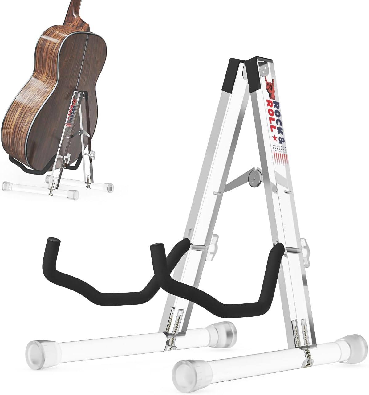DIDA Guitar Stand, Acrylic Transparent Guitar Stand for Acoustic Guitar, Electric Guitar, Cello, Guitar Holder, Single Guitar Stand, Guitar Accessories (Rock&Roll, Acoustic Guitar)