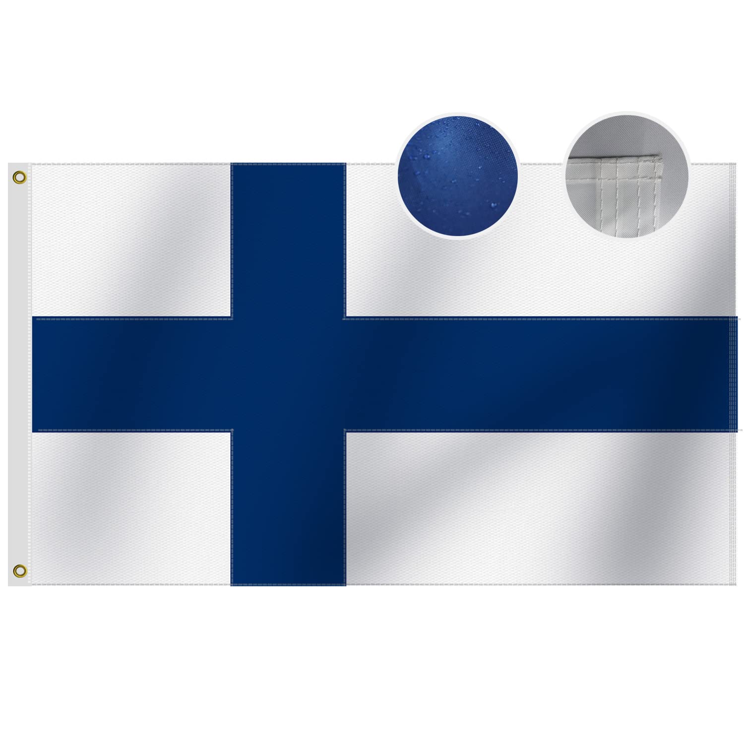 Omnisexual Heavy Duty Finland Flag 3x5 Ft, Longest Lasting Sewn Stripes Oxford Nylon 210D | Quadruple Stitched Fly Ends | Vivid Colors & Fade Proof Outdoor Premium Finnish Finn National Flags 150x90cm