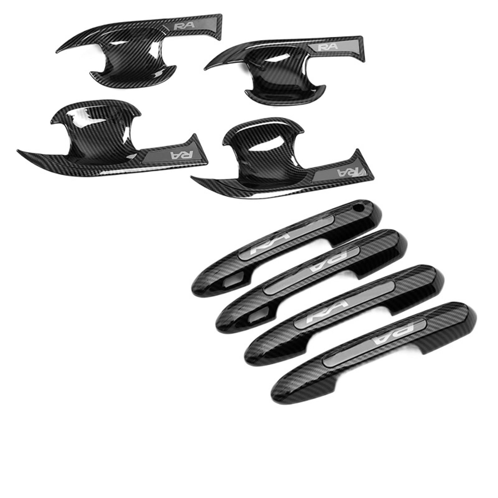 Drezzo Carbon Fiber 8Pcs-01 Car Exterior Door Handle For Toyota For Rav4 Refit 20 21 Abs Carbon For Fiber Exterior Door Handle Stickers, Bowl Cover Trim(Carbon Fiber 8Pcs-01)