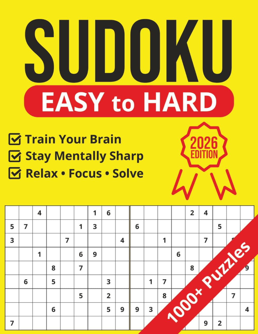 Sudoku Puzzle Book: 1000+ Large Print Sudoku Puzzles for Adults and Seniors with 3 Levels of Difficulty | Boost Your Brain, Improve Focus, and Enjoy Hours of Relaxing Fun